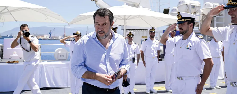 Matteo Salvini al porto di Messina lo scorso maggio