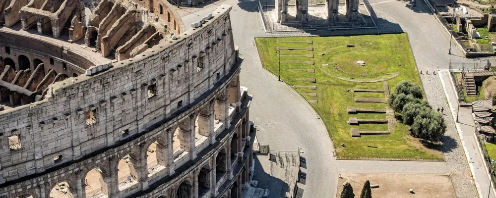 Veduta del Colosseo e dell'Arco di Costantino