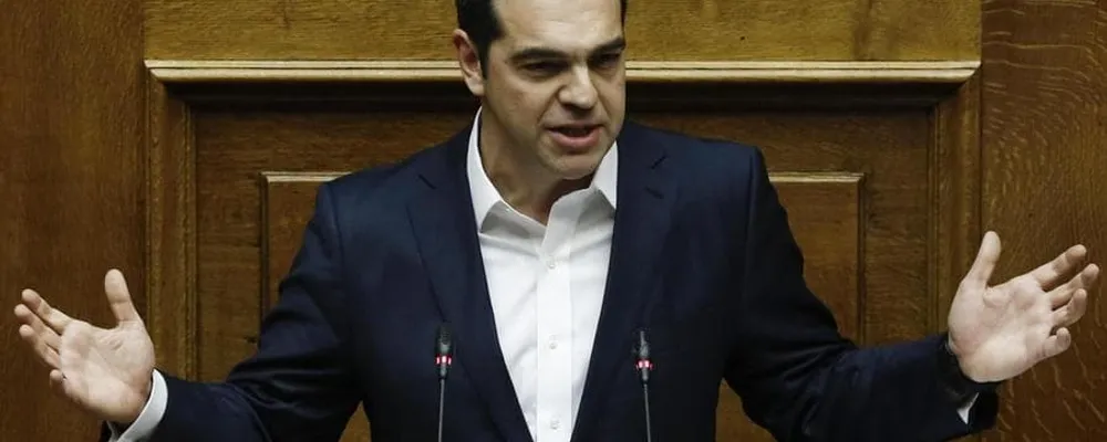epa07290745 Greek Prime Minister Alexis Tsipras delivers his speech during a debate on the vote of confidence in the government, in the parliament's plenum, in Athens, Greece, 16 January 2019. Greek deputies will be called to give their vote of confidence in the government on 16 January midnight, after a two-day debate in parliament.  EPA/YANNIS KOLESIDIS