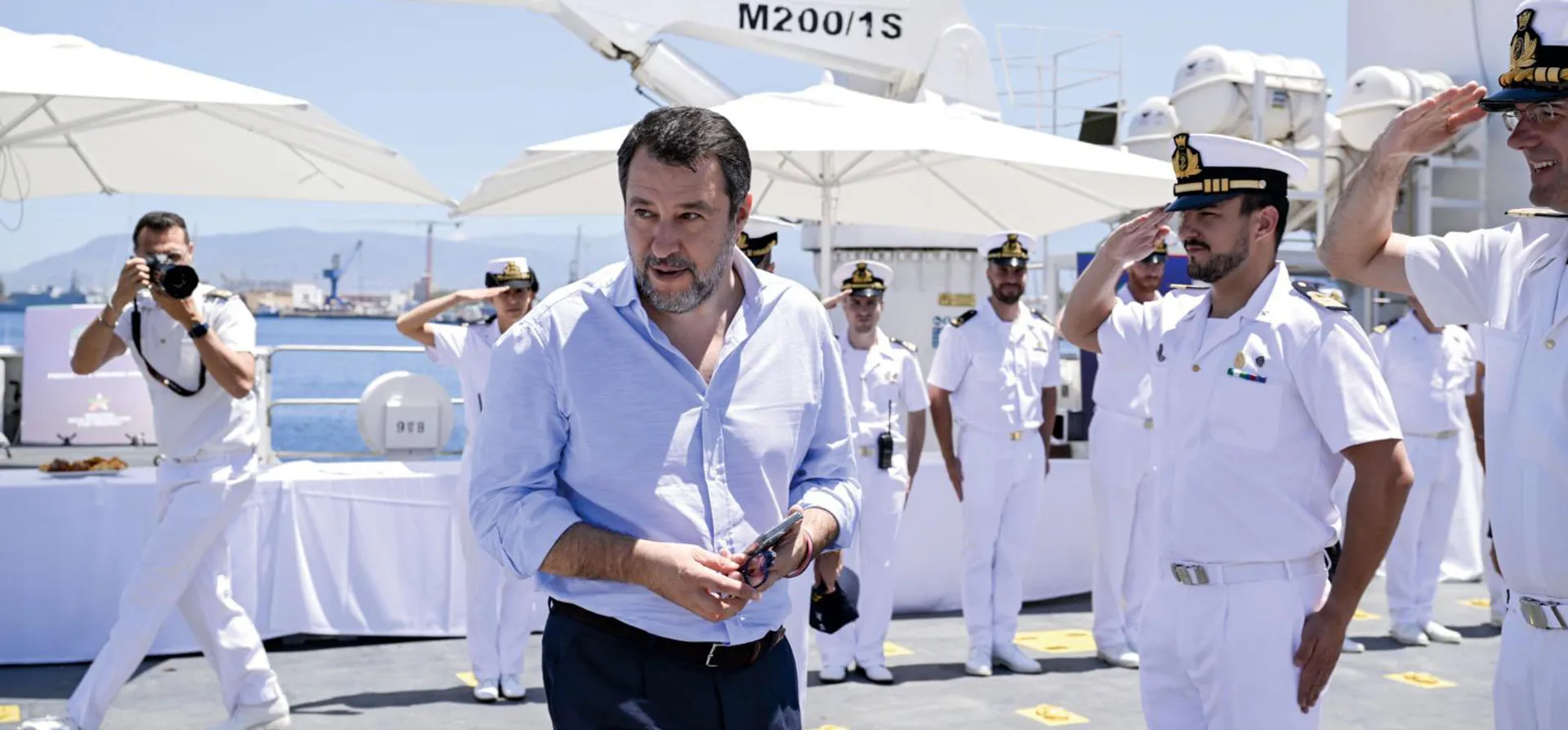 Matteo Salvini al porto di Messina lo scorso maggio