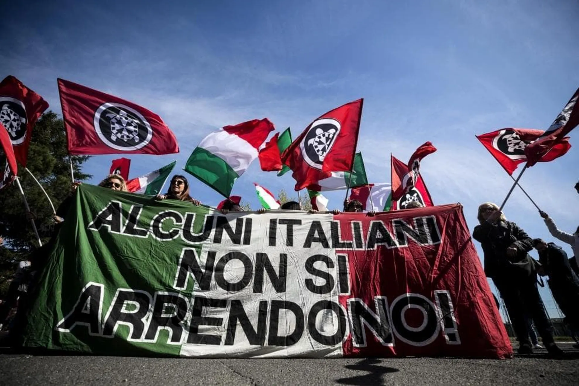 Protesta di CasaPound aTorre Maura nel 2019