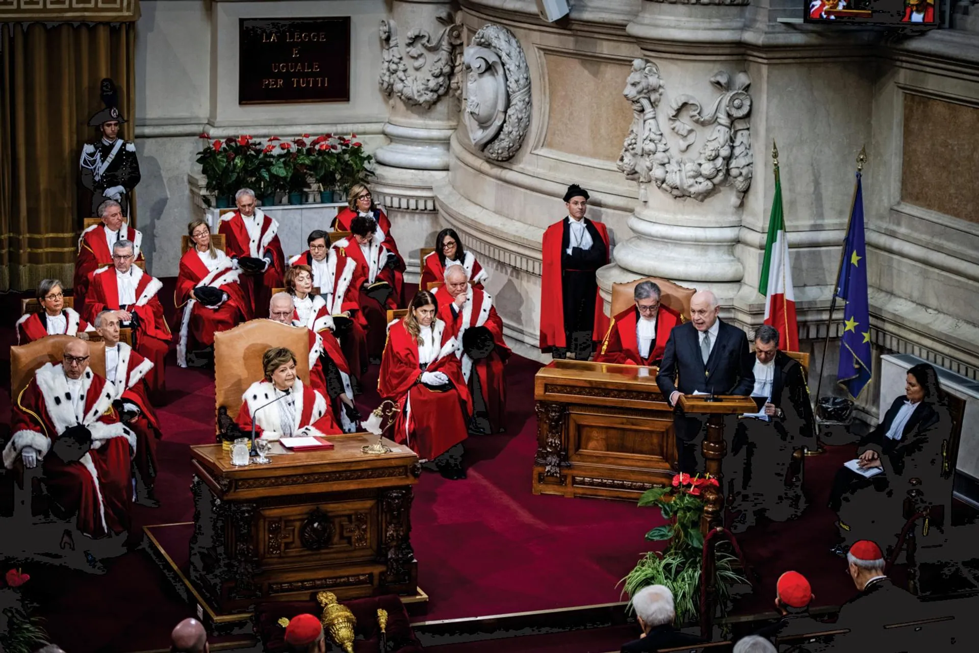  In alto, il ministro Carlo Nordio in Cassazione per l’inaugurazione dell’anno giudiziario