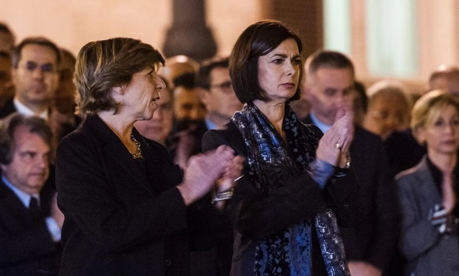 Laura Boldrini con l'ambasciatrice francese a Roma alla celebrazione in ricordo delle vittime