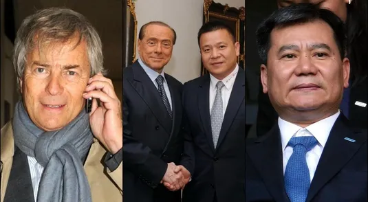 Bollorè, Berlusconi con Li Yonghong, il presidente dell'Inter Suning