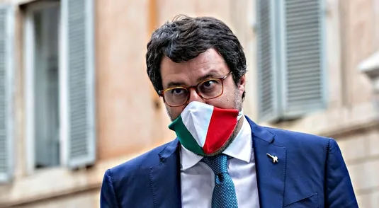 20/05/2020 Roma, Senato, uscite al termine della seduta per la mozione di sfiducia nei confronti del ministro della Giustizia. Nella foto Matteo Salvini
