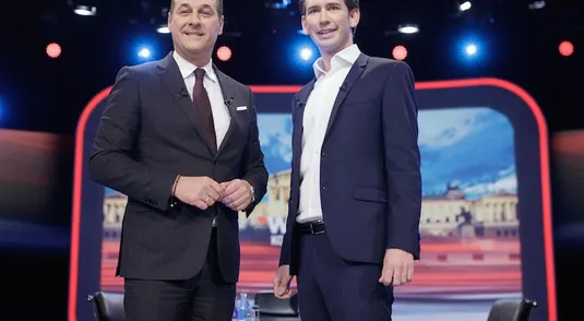 Il leader dell'estrema destra austriaca Heinz-Christian Strache e il futuro premier Sebastian Kurz