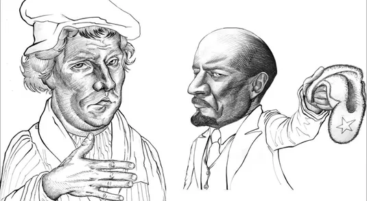 Lutero e Lenin - Illustrazione di Duluoz