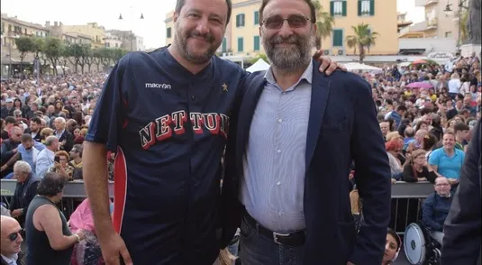 Matteo Salvini con Alessandro Coppola, sindaco di Nettuno