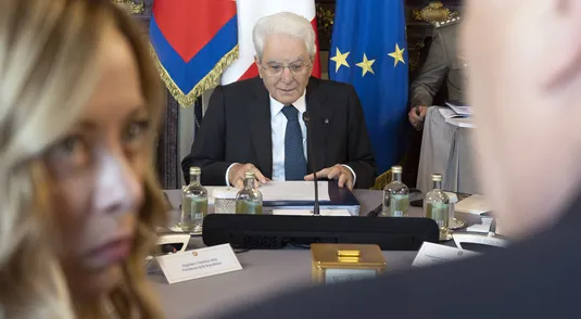 Nella foto il presidente della Repubblica Sergio Mattarella, la presidente del Consiglio Giorgia Meloni