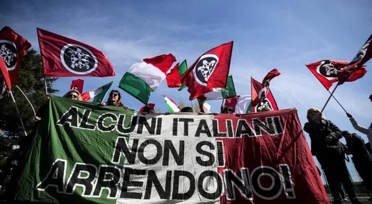 Protesta di CasaPound aTorre Maura nel 2019