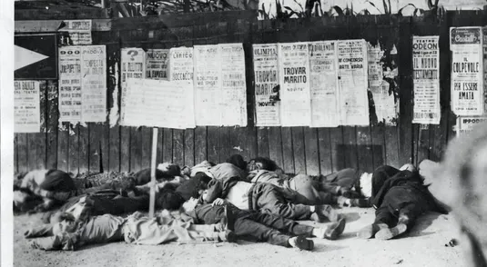 <p>Un&#39;immagine dei quindici martiri antifascisti fucilati in piazzale Loreto, a Milano, il 10 agosto 1944</p>
