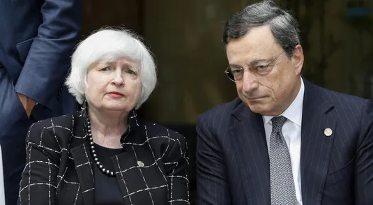 Janet Yellen con Mario Draghi