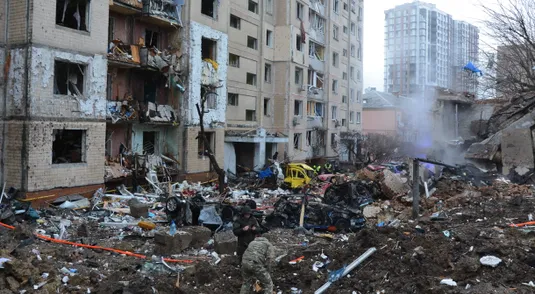 La capitale ucraina bombardata